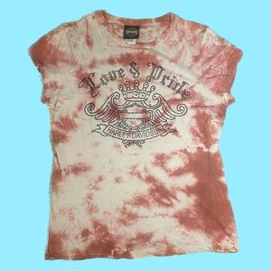Woman’s Harley Davidson “Love & Pride” Rhinestone Tie Dye Shirt in Medium